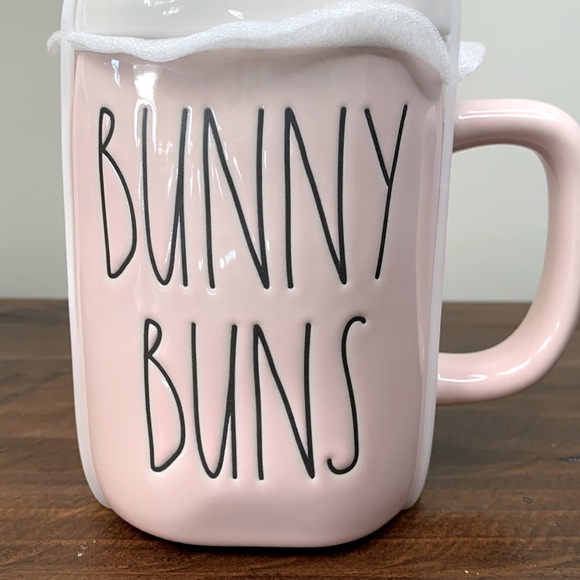 Rae Dunn “Bunny Buns” Pink Mug with Bunny Rabbit Tail Topper Set - Picture 9 of 12